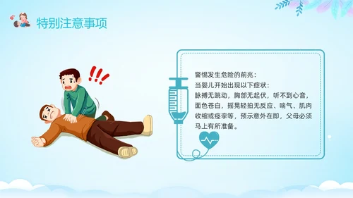 蓝色卡通儿童心肺复苏PPT模板宣传PPT动态PPT