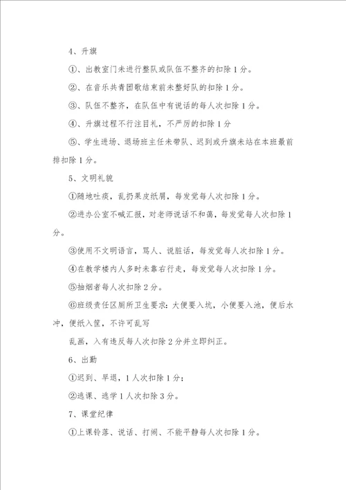 学校班级量化管理细则 班级管理量化考评细则