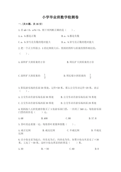 小学毕业班数学检测卷精品加答案.docx