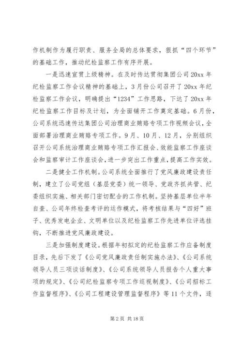 在水电公司纪检监察工作会议上的工作报告 (4).docx