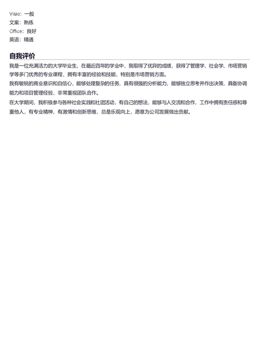 市场营销简历模板
