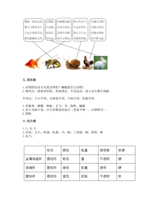 教科版一年级下册科学期末测试卷及答案【有一套】.docx