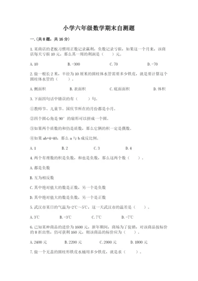 小学六年级数学期末自测题含完整答案（典优）.docx