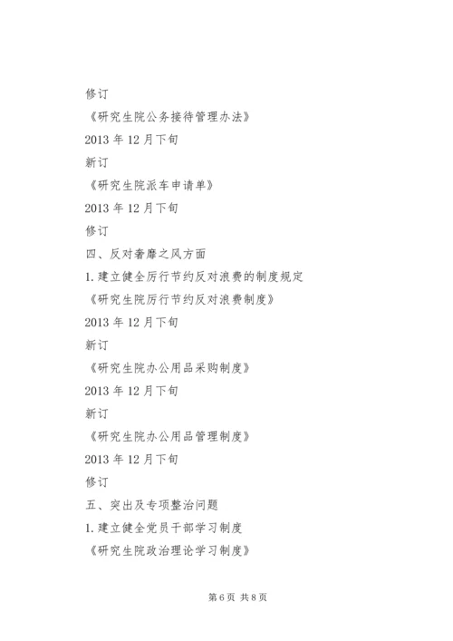 研究生院关于党的群众路线教育实践活动的制度建设计划.docx