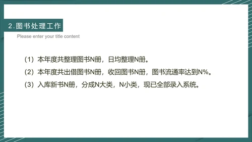 绿色简约风图书管理工作报告PPT模板
