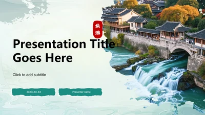 绿色摄影风都江堰旅行攻略PPT主题
