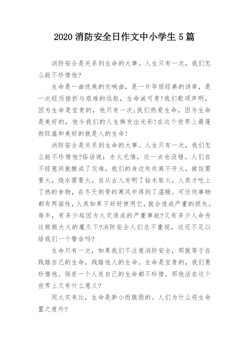 2020消防安全日作文中小学生5篇.docx