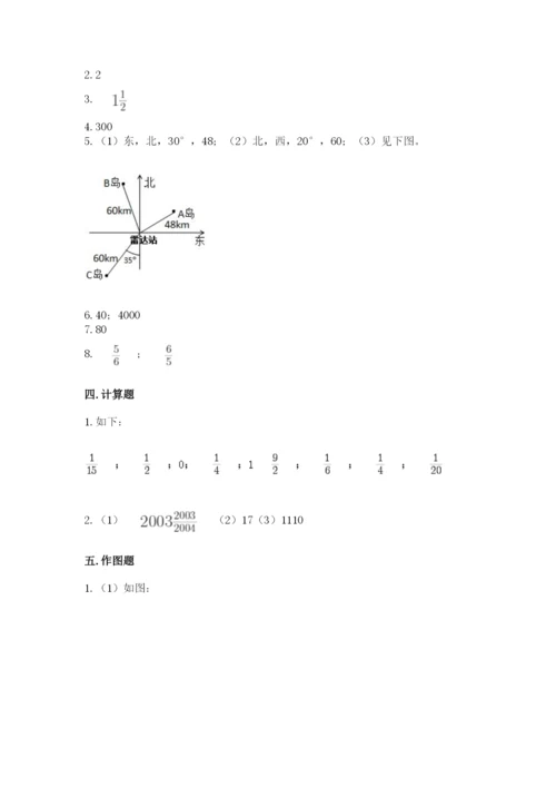 人教版六年级上册数学期中考试试卷（突破训练）word版.docx