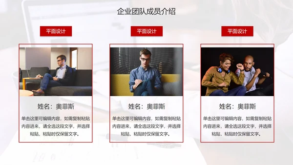 商务企业团队成员介绍PPT模板