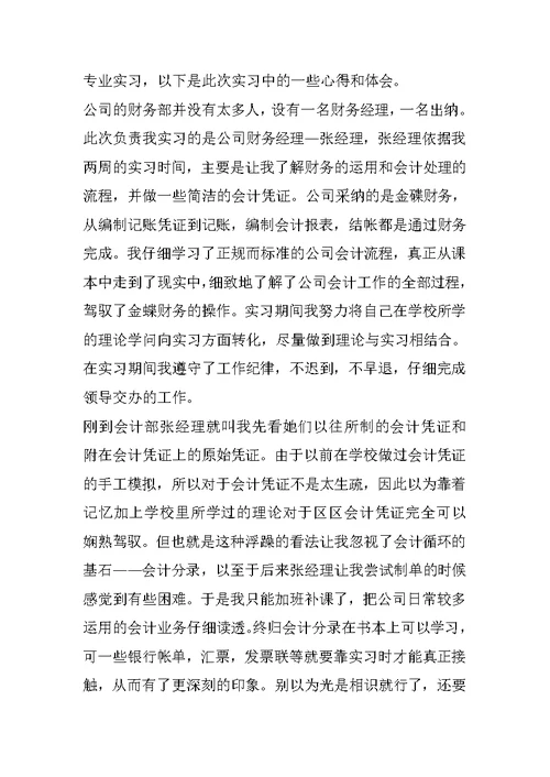 出纳实习报告范文300字