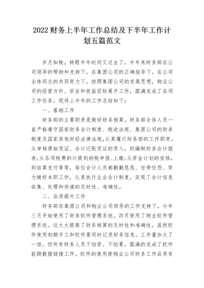 2022财务上半年工作总结及下半年工作计划五篇范文.docx