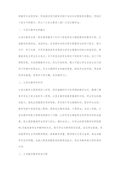 分层次教学法在大学数学教学中的运用.docx