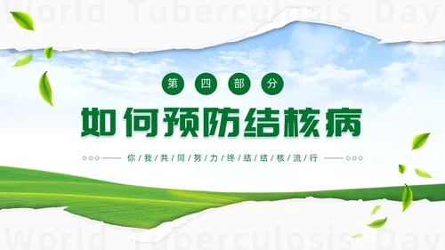绿色简约世界防治结核病日你我共同努力终结结核流行PPT课件