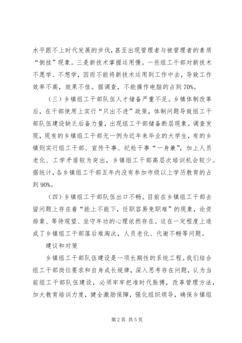 关于加强乡镇组工干部队伍建设的调查思考.docx