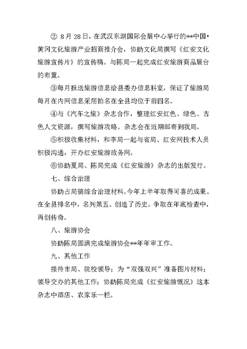 XX旅游局个人工作年度总结