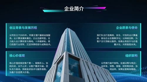 蓝紫色科技风科技公司行业展会PPT模版