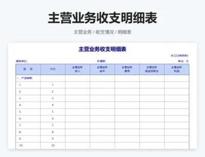 主营业务收支明细表