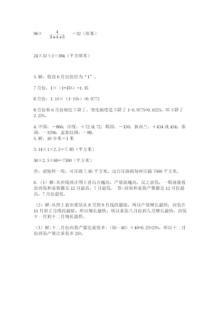 沪教版小学数学六年级下册期末检测试题含答案【黄金题型】.docx