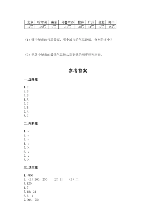 北师大版小学数学六年级下册期末检测试题【网校专用】.docx