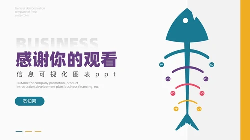 扁平化鱼骨图信息可视化图表PPT