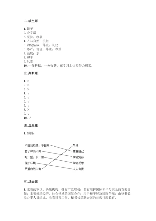 部编版六年级下册道德与法治期末测试卷及完整答案（典优）.docx