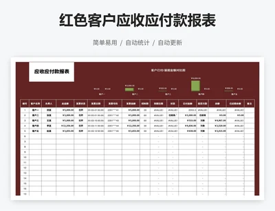 红色客户应收应付款报表