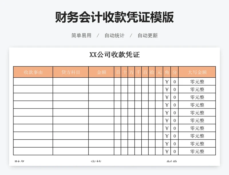 财务会计收款凭证模版