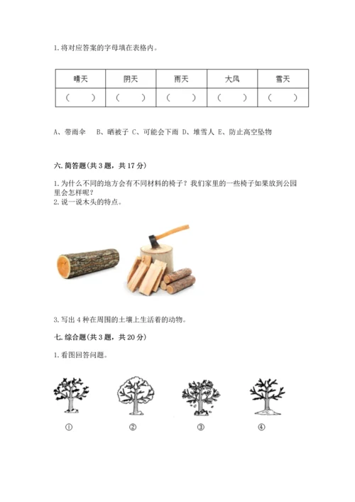 教科版科学二年级上册《期末测试卷》含完整答案（网校专用）.docx
