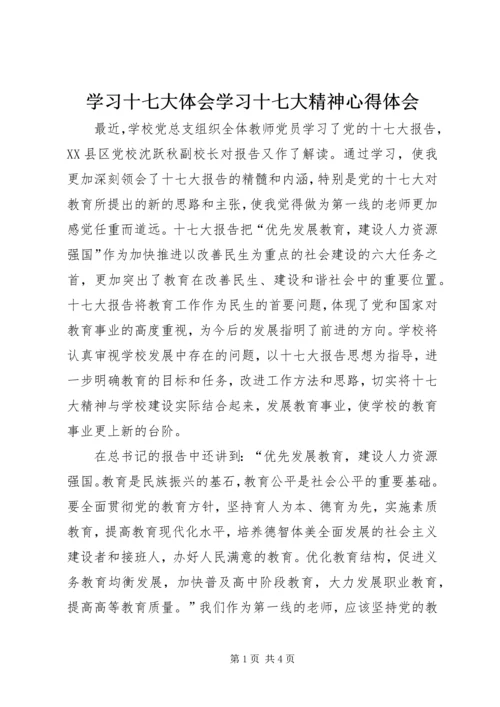 学习十七大体会学习十七大精神心得体会 (3).docx