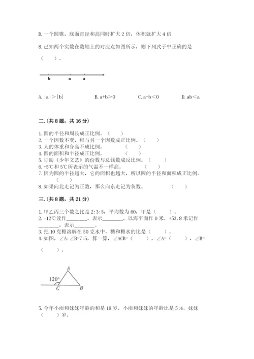 河南省平顶山市六年级下册数学期末测试卷附答案（b卷）.docx