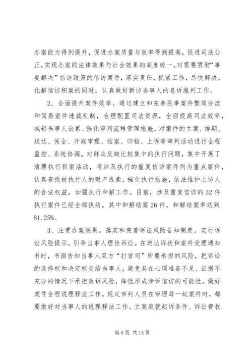 人民法院关于信访工作情况的总结报告.docx