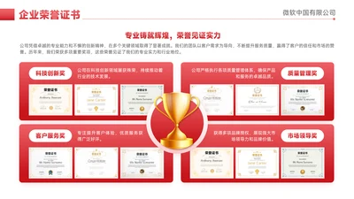 红色简约风证书