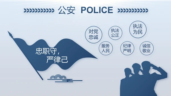 蓝色大气公安警察年度工作计划动态PPT