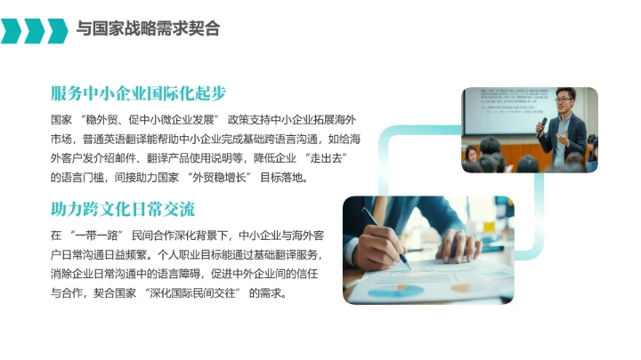 英语专业大学生职业生涯规划发展展示通用PPT模版