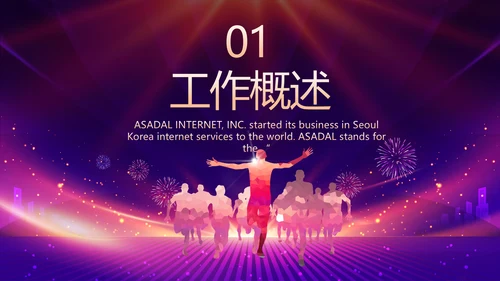 紫色励志业务启动大会战略合作策划PPT模板