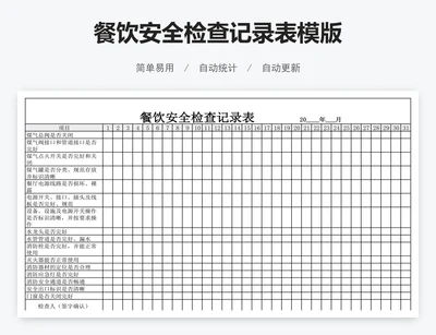 餐饮安全检查记录表模版