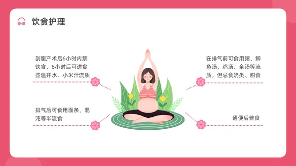 红色水彩简约插画剖宫产术后护理培训PPT课件护理查房