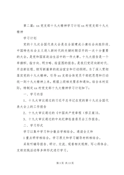 党支部十九大精神学习计划.docx