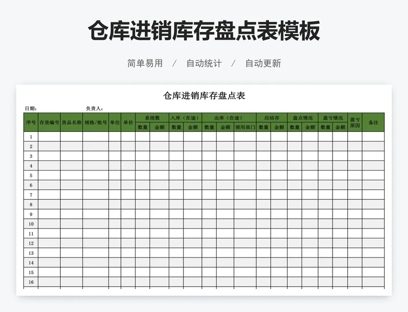 仓库进销库存盘点表模板