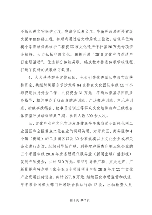 文体局XX年上半年度工作总结和下半年度工作计划.docx