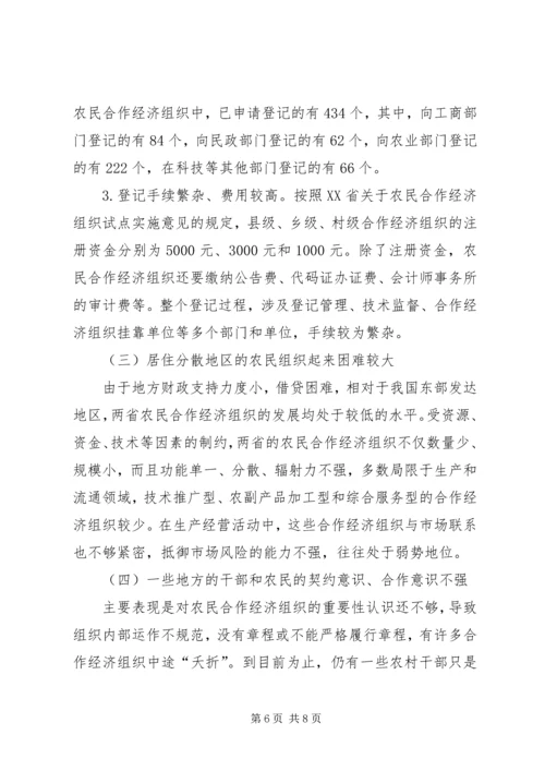 云南、贵州农民合作经济组织发展情况及存在的问题.docx