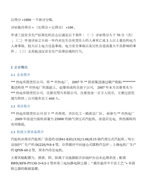 某热电有限责任公司安全生产标准化三级评审报告.docx