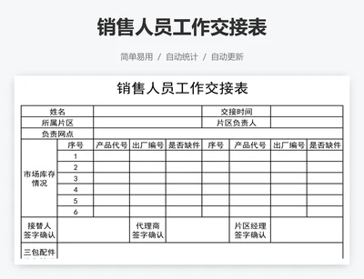销售人员工作交接表