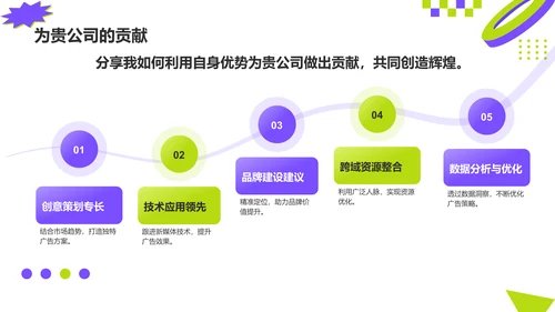 紫色几何风广告行业个人简介PPT模板