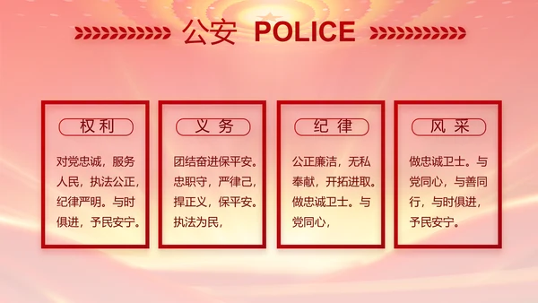 红色公安年终工作总结新年计划PPT