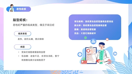 渐变色扁平风插画医疗疟疾知识科普PPT