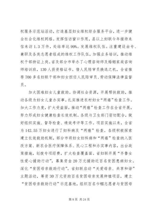 妇联领导在省妇联常委会上的工作汇报.docx