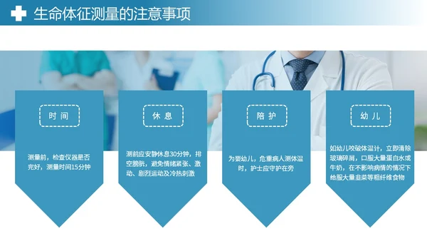 蓝色实拍风简约风生命体征测量医疗通用培训课件PPT