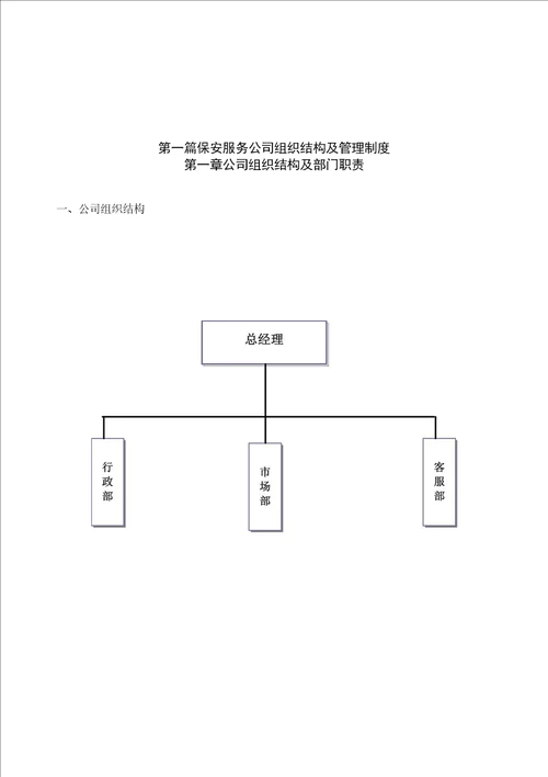 保安服务有限公司组织机构、保安服务管理制度、岗位责任制度、保安员管理制度