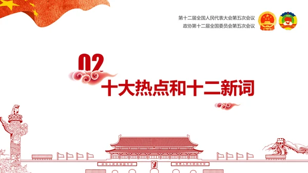 党政大气关注民生聚焦两会党课培训PPT